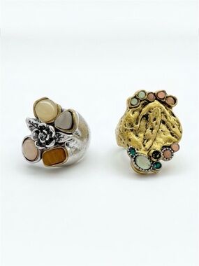 ZARA STYLE ADJUSTABLE PACK OF 2 STONE RINGS NEW SEASON